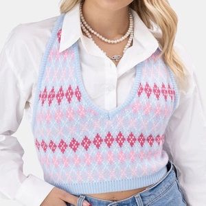 Buji Argyle Knit Halter Top